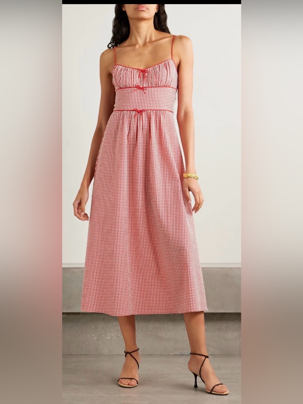 DOEN Belline Bow-detailed Gingham Midi Dress